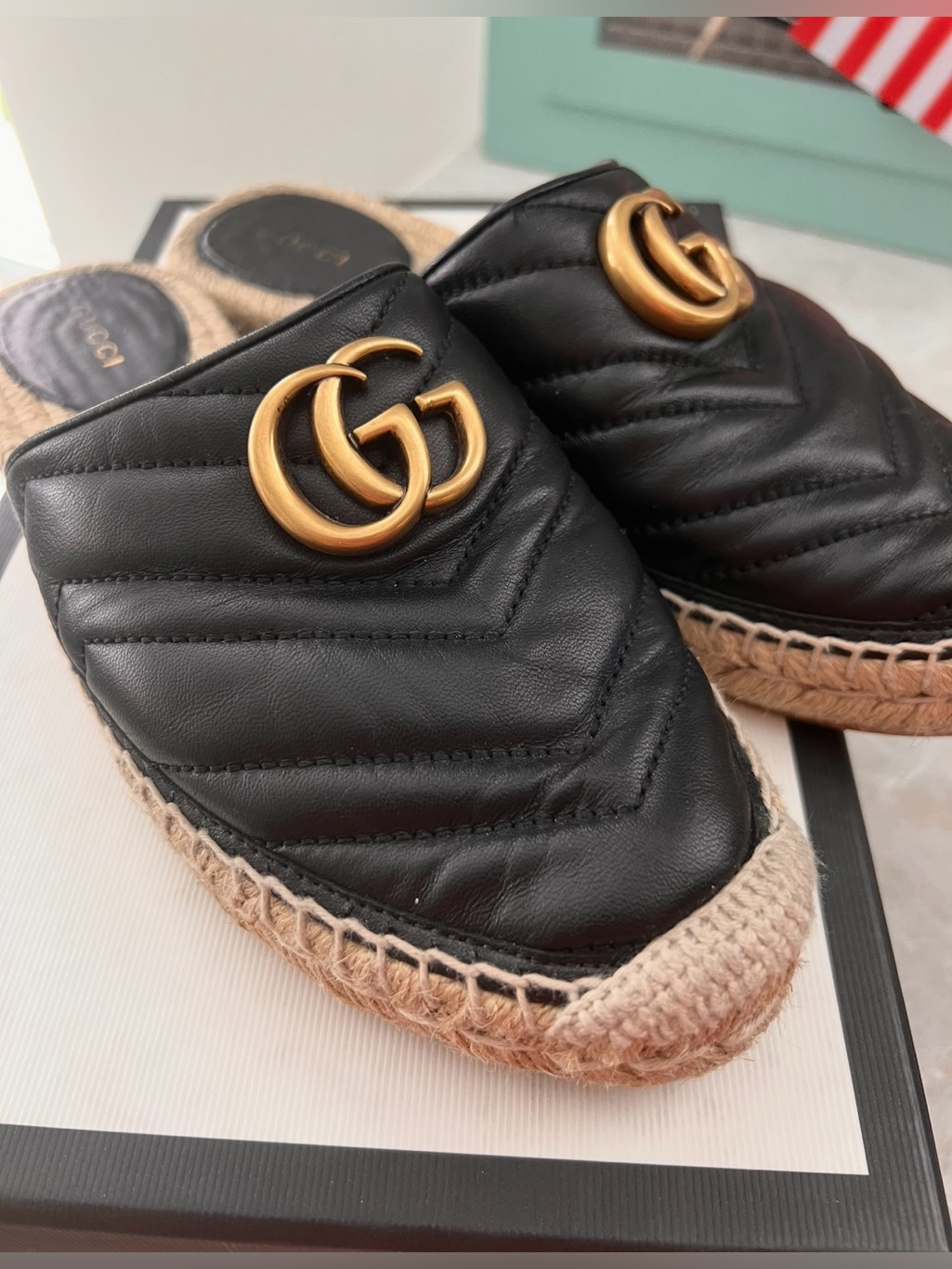 Authentic Gucci Charlotte Nappa Leather Sandals Size 37